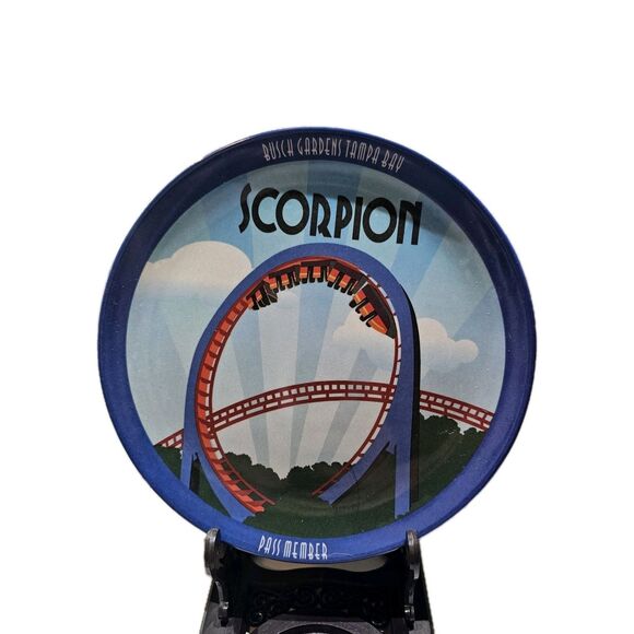 Busch Gardens Tampa Pass Member Collectible Plate SCORPIAN  Roller Coaster NWT - Picture 1 of 2